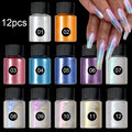 Aurora Nail Powder 12 Colors Chrome Pearl Glitter Neon Dust Holographic Iridescent Pigment Set for Chrome Nail Art Dipping Powder Decoration Nail Charms Gel Acrylic - product image 8