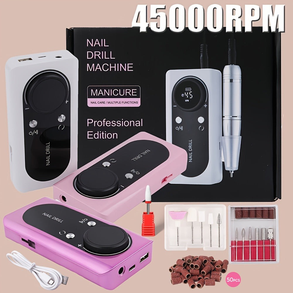 Low Noise Nail Drill Machine 45000RPM Rechargeable with LCD Display — Quiet Electric E-File for Gel Polish Acrylic Natural Nails, Professional Cordless Nail Sander for Home & Salon - product image 13