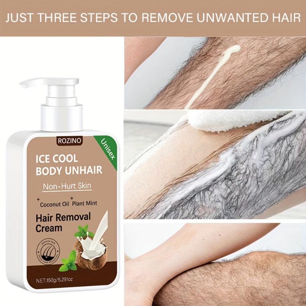 Hair Removal Cream Coconut 150g Painless Semi-Permanent Depilatory – Gentle Non-Irritating Formula for Face Lip Underarm Legs Arms & Bikini Area, Up to 6 Month Smooth Skin Results  - product image 6