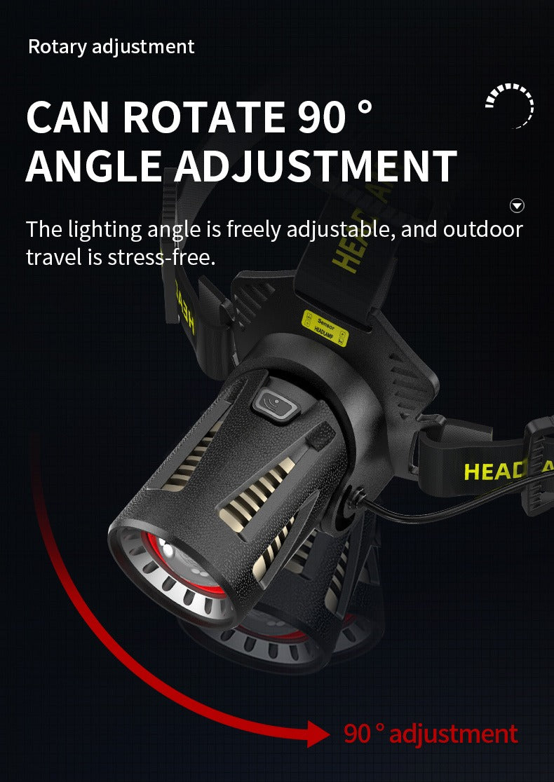 XHP360 Rechargeable Headlamp 3 Modes Sensor 90° Tilt Power Bank Type-C 3x18650 Zoomable Head Torch for Fishing Camping Hiking - product image 24