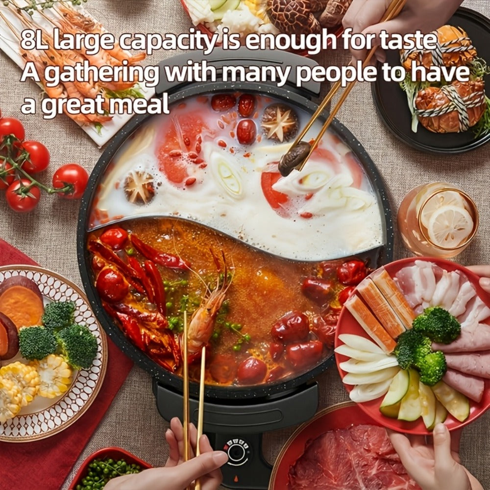 Mandarin Duck Hot Pot Electric – Large Capacity Non-Stick Divided Hot Pot for Steaming, Boiling, Frying & Stewing, Quick Heating, US Plug, Perfect for Family Hot Pot Night - product image 5