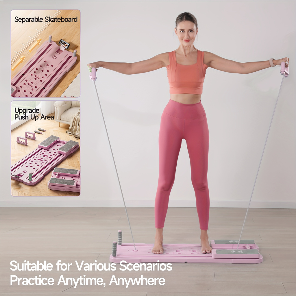 Foldable Ab Wheel & Push-Up Workout Machine for Full Body Core Training, Muscle Toning & Home Gym Fitness | Portable Pilates Reformer Board 9-in-1 - product image 20