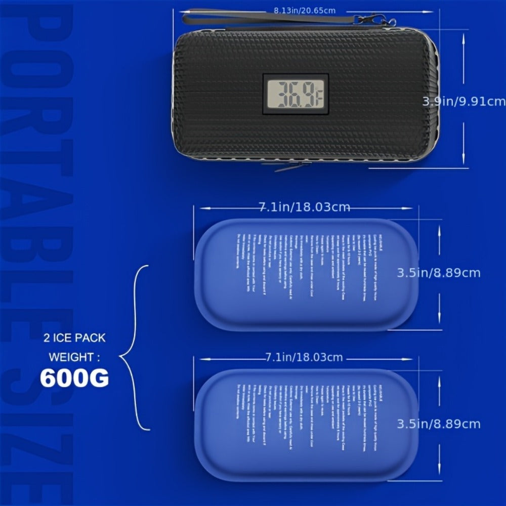 Insulin Cooler Travel Case 24 Hour Refrigerated Medication Case Temperature Display Wristband 2 Reusable Ice Packs Diabetic Insulin Pen Cooler Black Blue - product image 4
