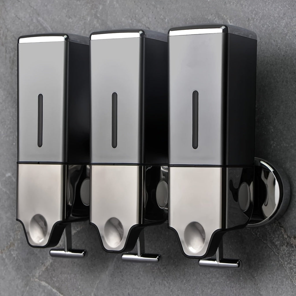 Wall Mounted Soap Dispenser Set 3-Pack No Drill 16.91oz Shampoo Shower Gel Conditioner Dispenser for Bathroom Kitchen - product image 15