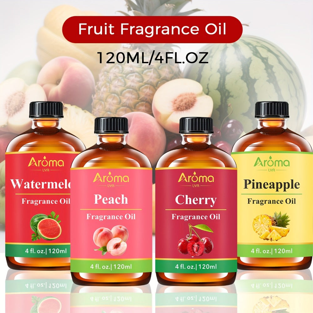 Fruit Fragrance Oil 4oz – Sweet Scented Oils for Diffuser, Candle Making, Soap, Massage & Hair Care | Strawberry, Blueberry, Peach, Watermelon, Cherry & More - product image