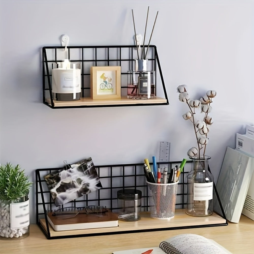Metal Floating Wall Shelf – No Drill Wall Mounted Storage Rack for Bathroom, Living Room & Bedroom, Minimalist Iron Wall Organizer Shelf Decor - product image 10