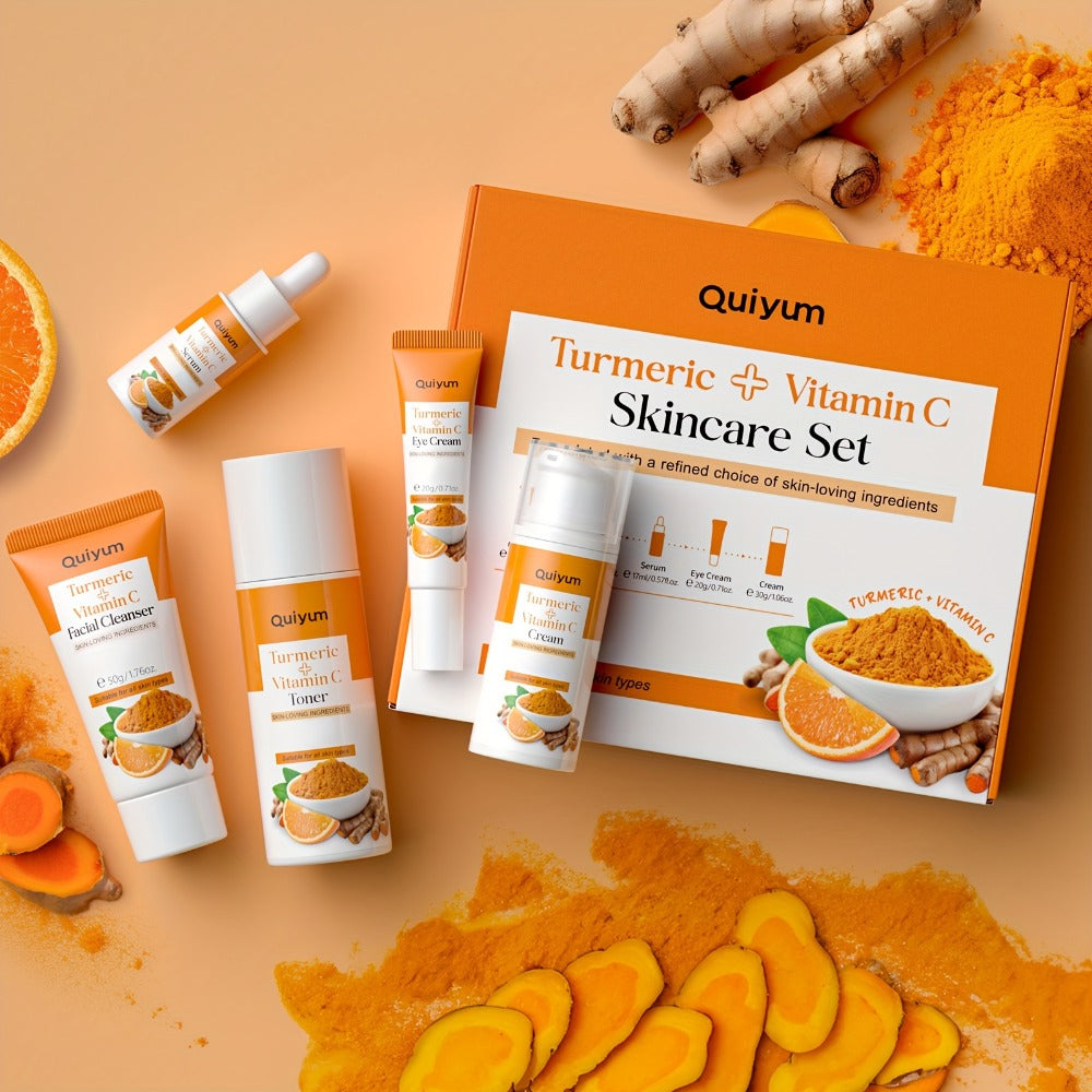 5-in-1 Turmeric Vitamin C Skincare Set Facial Cleanser Serum Face Cream Eye Cream Toner Brightening Anti-Aging Gift Set for Women - product image 3