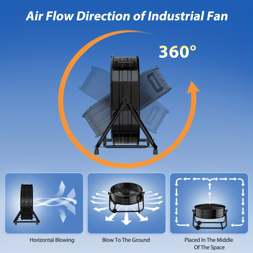 Industrial Drum Fan High Velocity Floor Fan 24 30 Inch | 3-Speed Heavy Duty Metal Air Circulator 360 Tilt Casters ETL Listed | Powerful Warehouse Garage Workshop Patio Commercial F - product image 9