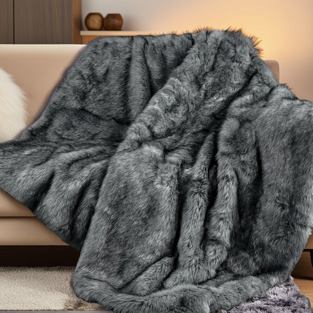 Super Soft Reversible Plush Mink Blanket for Bed Couch Sofa, Oversized Heavy Weight Cozy Blanket, Leopard Animal Print & Solid Colors, Throw & Twin Size | Faux Fur Throw Blanket 1060GSM Luxury