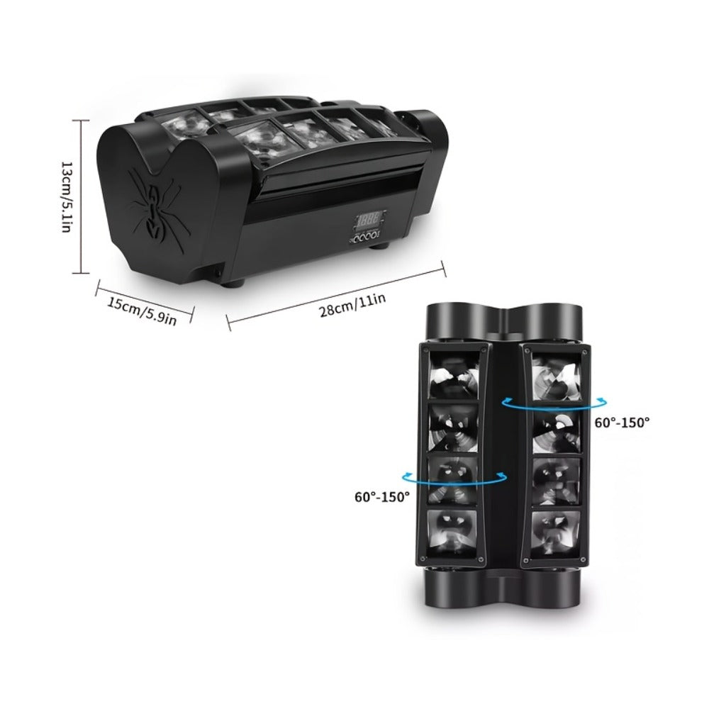 LED Spider Moving Head Stage Light 8x3W DJ Disco Party Light Sound Activated DMX-512 Control Beam Shaking Head Spider Lamp for Club Bar Wedding Carnival Festival Live Show - product image 3