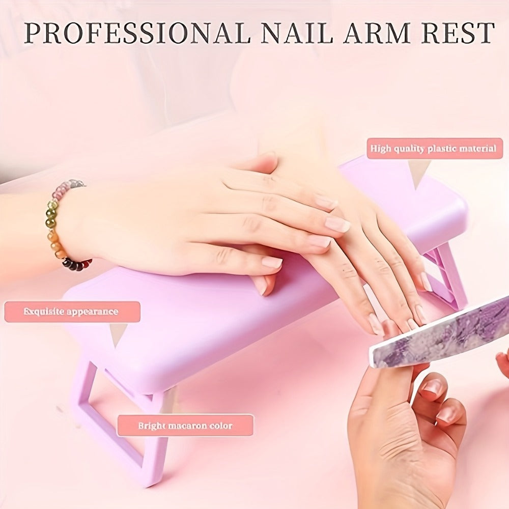 Folding Nail Armrest Hand Rest for Nail Technicians - Cushioned Wrist Support Pillow Bracket, Portable Manicure Table Stand, Professional Salon Nail Station Accessory, Pink White P - product image 12