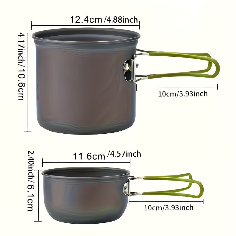 Portable Camping Cookware Set with Double Pot & Utensils | Featherlight Open Fire Cooking Kit with Forks Knives Spoons, Compact Space-Saving Iron Cookware for - product image 5