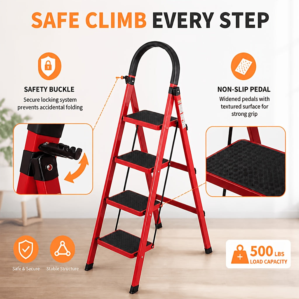 1pc Heavy-Duty 2/3/4/5-Step Portable Folding Ladder, 500 Lbs Load Capacity, Durable Plastic Material with Non-Slip Steps, Lightweight and Portable, Suitable - product image 21
