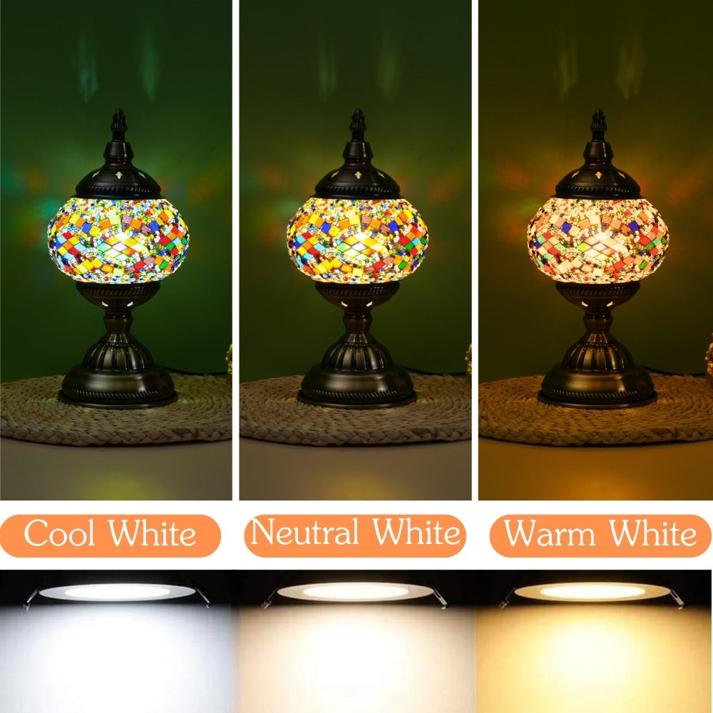 Mosaic Table Lamp Handcrafted Turkish Glass Bedside Lamp 3-Color Dimmable with Metal Base Bulb Included - product image 20