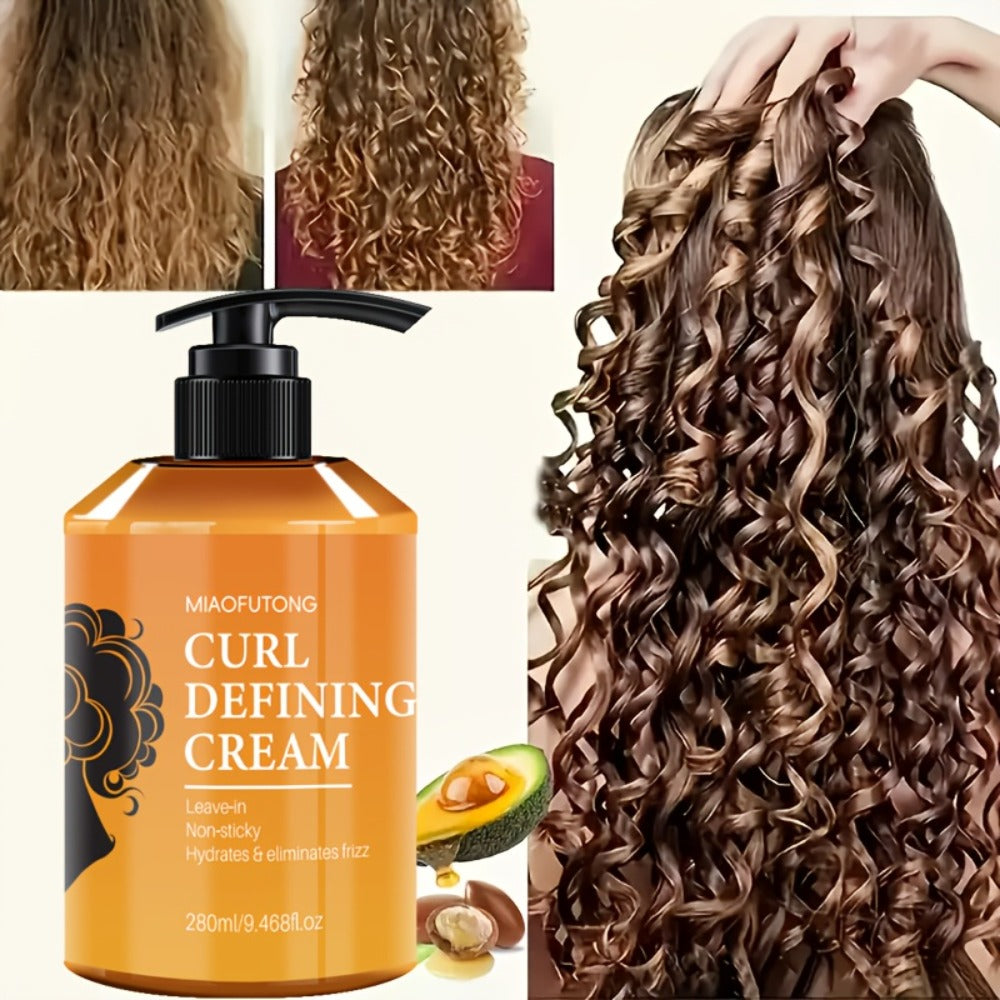Curl Defining Cream with Argan Oil 280ml Frizz Control Moisture Lock Hydrating Styling Conditioner – Enhances Shine Boosts Volume Heat-Free Curl Definer for Curly Wavy Coily Hair W - product image 3