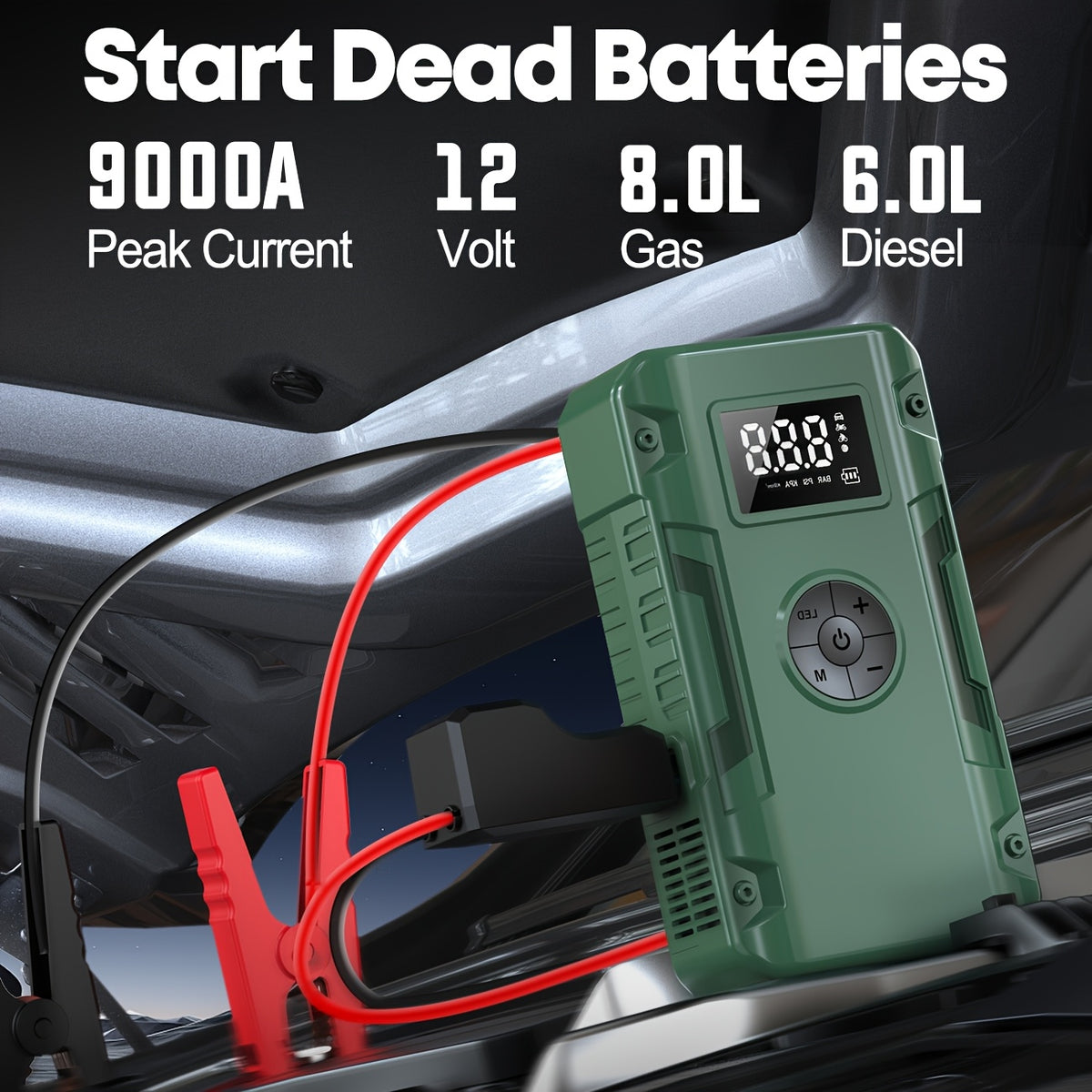 10000A Car Jump Starter and 10000A 7-in-1 Jump Starter with Air Pump, 150PSL Car Battery Starter, Suitable for 2.64-Gallery Gasoline Or 2.38-Gallery Diesel - product image 4