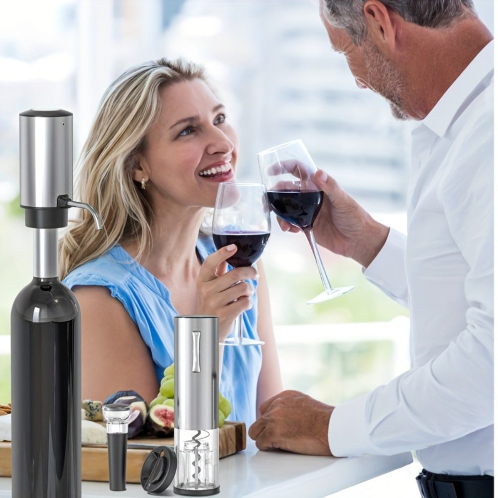 Electric Wine Opener Set – Rechargeable Automatic Corkscrew with Wine Aerator Dispenser, Vacuum Stopper & Foil Cutter for Any Occasion Gift - product image 12