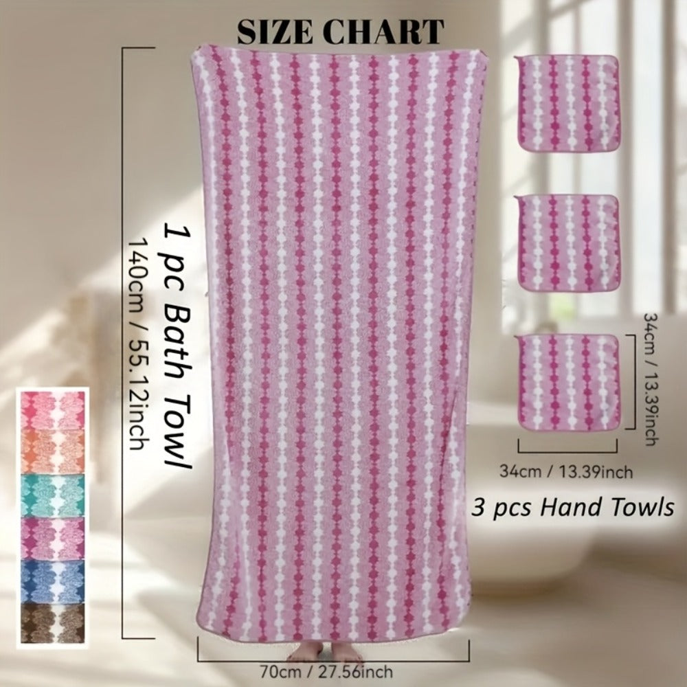 Extra Large Bath Towel Set 4 Piece for Women - 300GSM Ultra Soft Quick Dry Absorbent Solid Color Hand Towels | Orange Green Blue Purple Pink | Spa Yoga Fitness Gym Bathroom Gift - product image 4