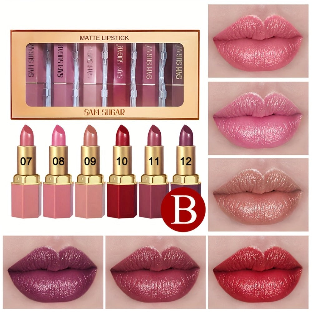 Lip Gloss Set 6pcs Velvet Finish Moisturizing Long-Lasting Hydrating Shiny Lip Color Collection — Vibrant Berry Mixed Shades for All Skin Tones Everyday Makeup Gift Set Women Girls - product image 5