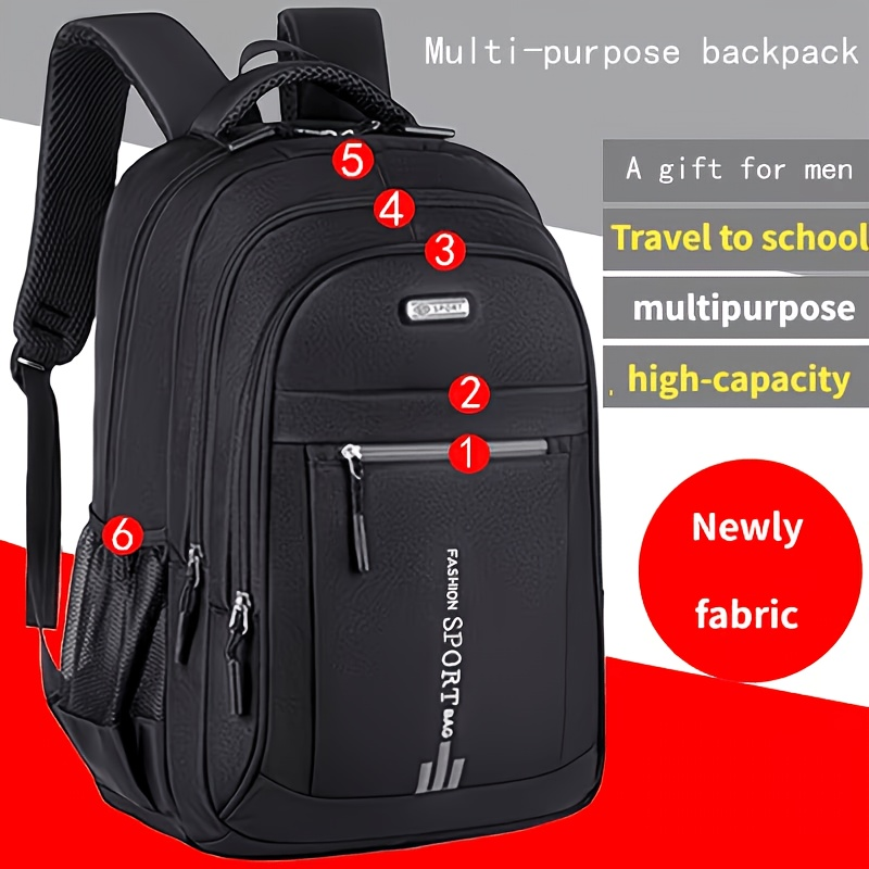 Business Travel Backpack for Men | Large Capacity Sturdy Nylon, Multi-Compartment, Adjustable Shoulder Straps, Dual-Purpose Campus & Work Bag | Available as - product image 2