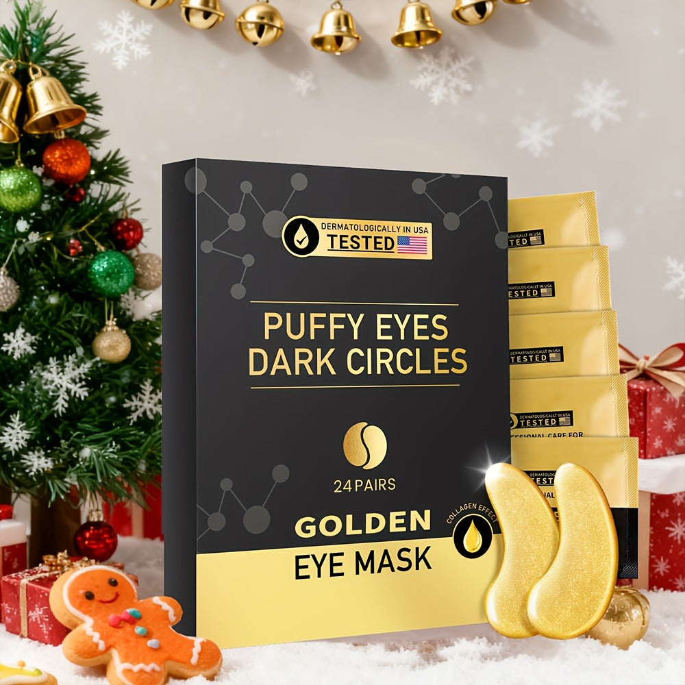 Under Eye Patches 24 Pairs Gold Collagen Hyaluronic Acid Glycerin – Hydrating Eye Mask for Dark Circles Puffiness, Luxury Skincare Gift Set for Women - product image