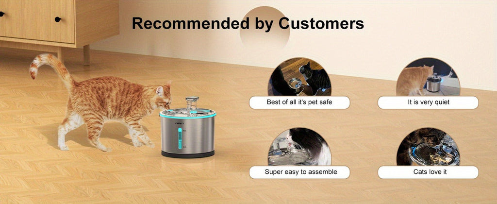 Cat Water Fountain Stainless Steel 50oz/1.5L | Ultra Quiet Auto Pet Water Dispenser with LED Light, Visible Window & Dishwasher Safe | Includes Replacement - product image 20