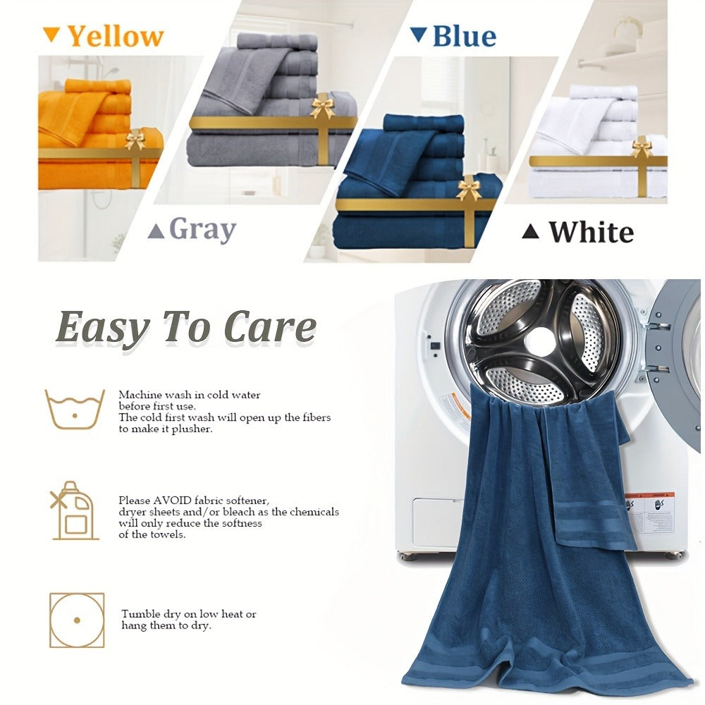 100% Pure Cotton Large Bath Towels for Women & Men, Highly Absorbent Quick Dry Spa Hotel Quality Towels for Bathroom, Bedroom, Gym, Pool & Travel, Soft Fluffy Luxury Towel Sets | Cotton Bath Towel Set 6/10 Piece