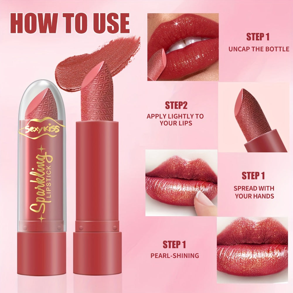 Glossy Shimmer Lipstick Gift Box Set 6PCS – Water-Resistant Long-Lasting Shimmering Lip Color in Assorted Shades, Buildable Pigment Luminous Finish Lipstick Collection for Women Al - product image 8