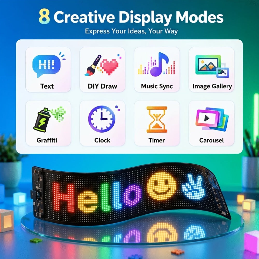 Programmable LED Sign – Flexible Matrix Display with App Control, Custom Text & Animations, Music Sync, USB Powered LED Panel for Bedroom Decor Store Window Business Display (3 Siz - product image 9