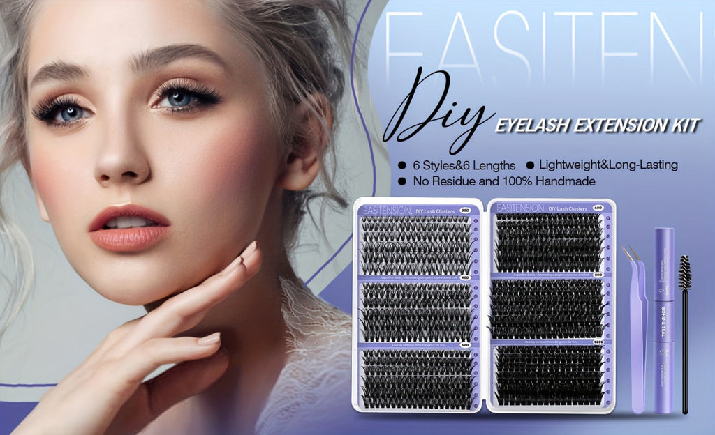 Premade Lash Clusters 708Pcs Mixed Length 30D 50D 80D 100D Wispy Volume Kit – Natural Fluffy DIY Lash Extensions with Bond Seal & Applicator for Everyday, Party, Travel & Event Loo - product image 9