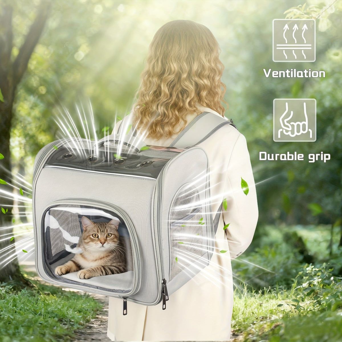 Foldable Breathable Mesh Window Carrier Bag with Front Opening, Featherlight Travel Backpack for Hiking Walking Outdoor Adventures, Available in Pink Gray Blue - product image 5
