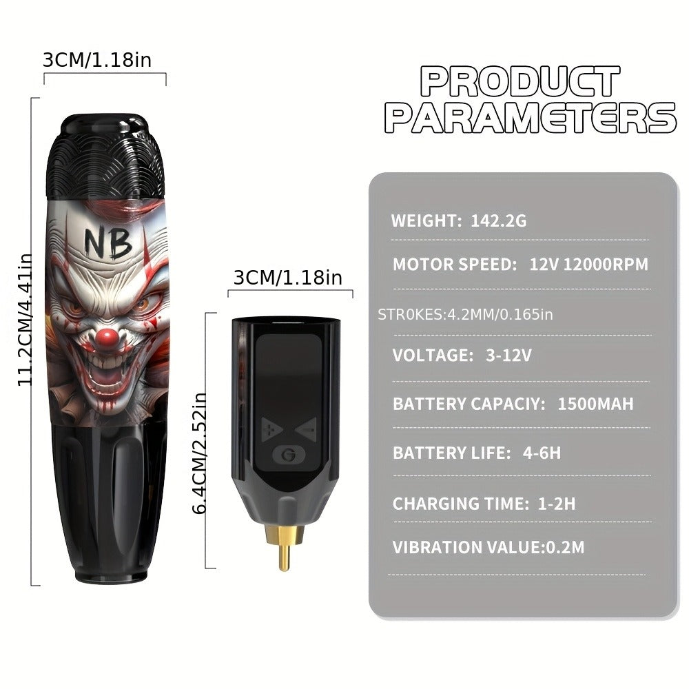 INKSOUL TM-81 Wireless Tattoo Kit Rotary Tattoo Pen with LCD Screen 1100mAh Battery Cordless Tattoo Gun with Needles & Ink Cartridges Complete Set for Beginners & Professional Arti - product image 5