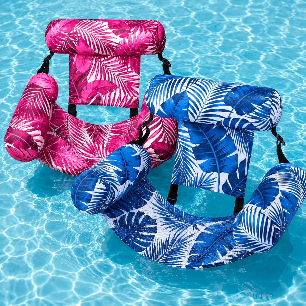 Tropical Leaf Inflatable Pool Float Lounger for Adults | Hammock Chair with Adjustable Back & Head Support, Buoyant Pillow, Fabric Cover, Pool Lake Beach - product image 3
