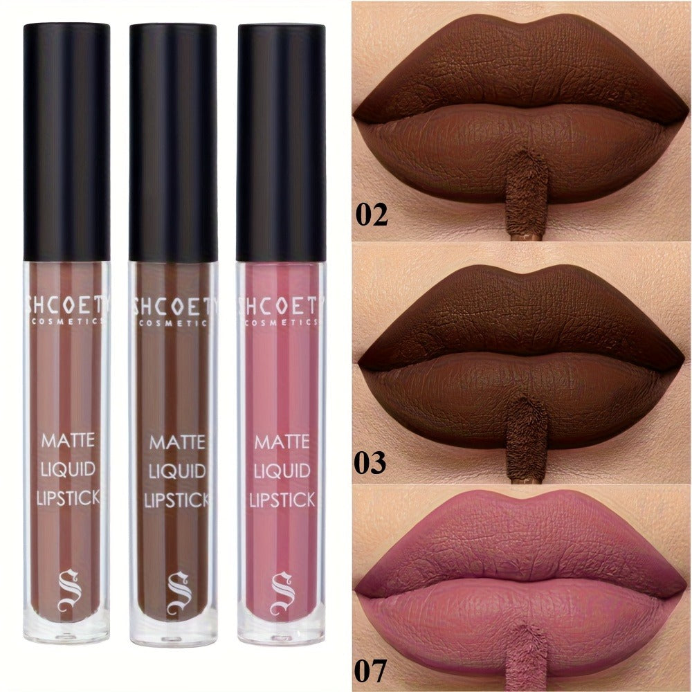 Bear Lip Glaze Set 3 Colors — Cute Bear Packaging Velvet Matte Waterproof Liquid Lipstick in Brown Pink & Red, Non-Stick Non-Greasy Long-Lasting Formula, Gift for Women Girls & Bea - product image 3