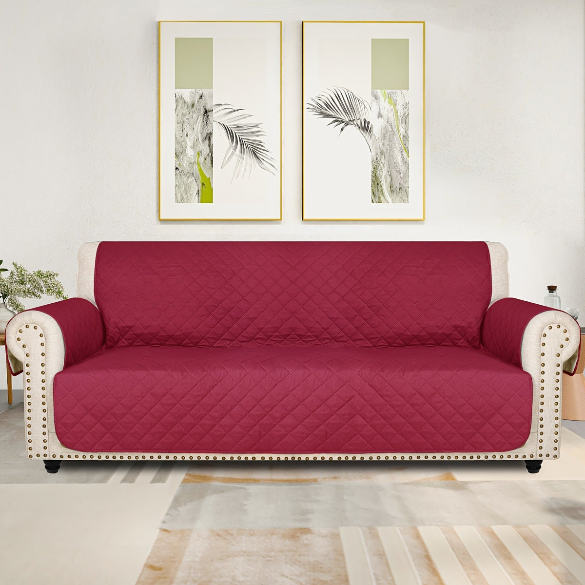 Sofa Slipcover 5-Layer Quilted Thick Sofa Cover Protector Elastic Strap Non-Slip Washable Pet Friendly Universal Fit 3 4 Seater Couch Cover for Living Room - 10 Colors - product image 35
