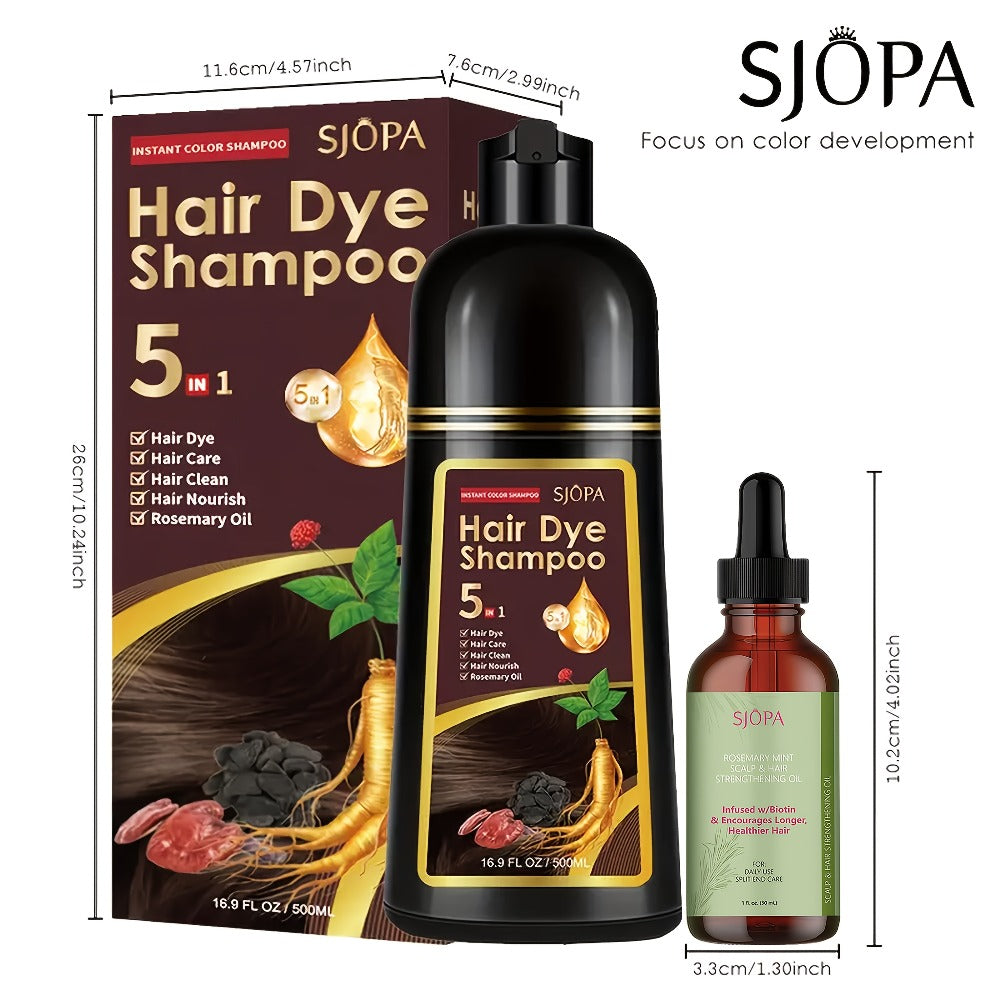 Hair Color Shampoo 5-in-1 Instant Gray Coverage Color Dyeing Conditioner 16.9oz – SJOPA No Ammonia Safe Natural Formula 12 Shades Unisex Men Women - product image 5