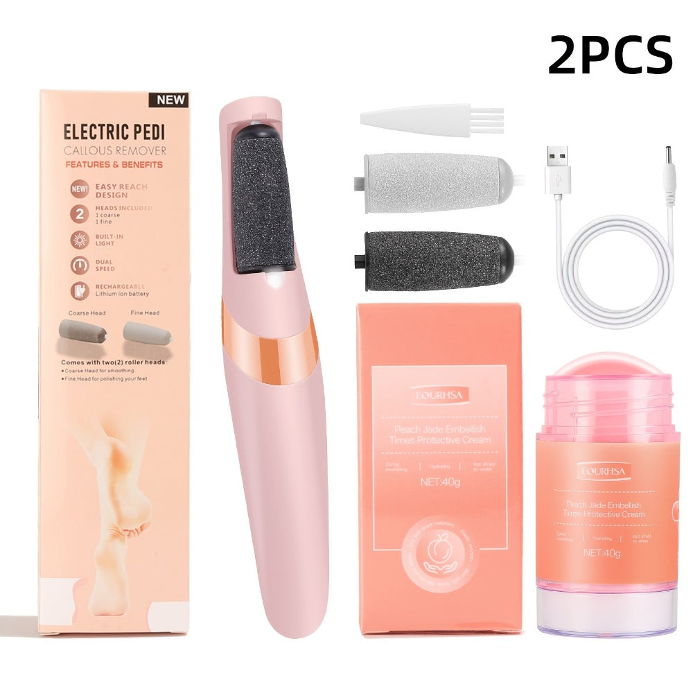 Electric Callus Remover for Feet with Foot Cream Stick Rechargeable Pedicure Tool 2 Speeds 2000 5000 RPM 2 Roller Heads – Dead Skin Dry Callus Cracked Heel Remover 60-Min Battery G - product image