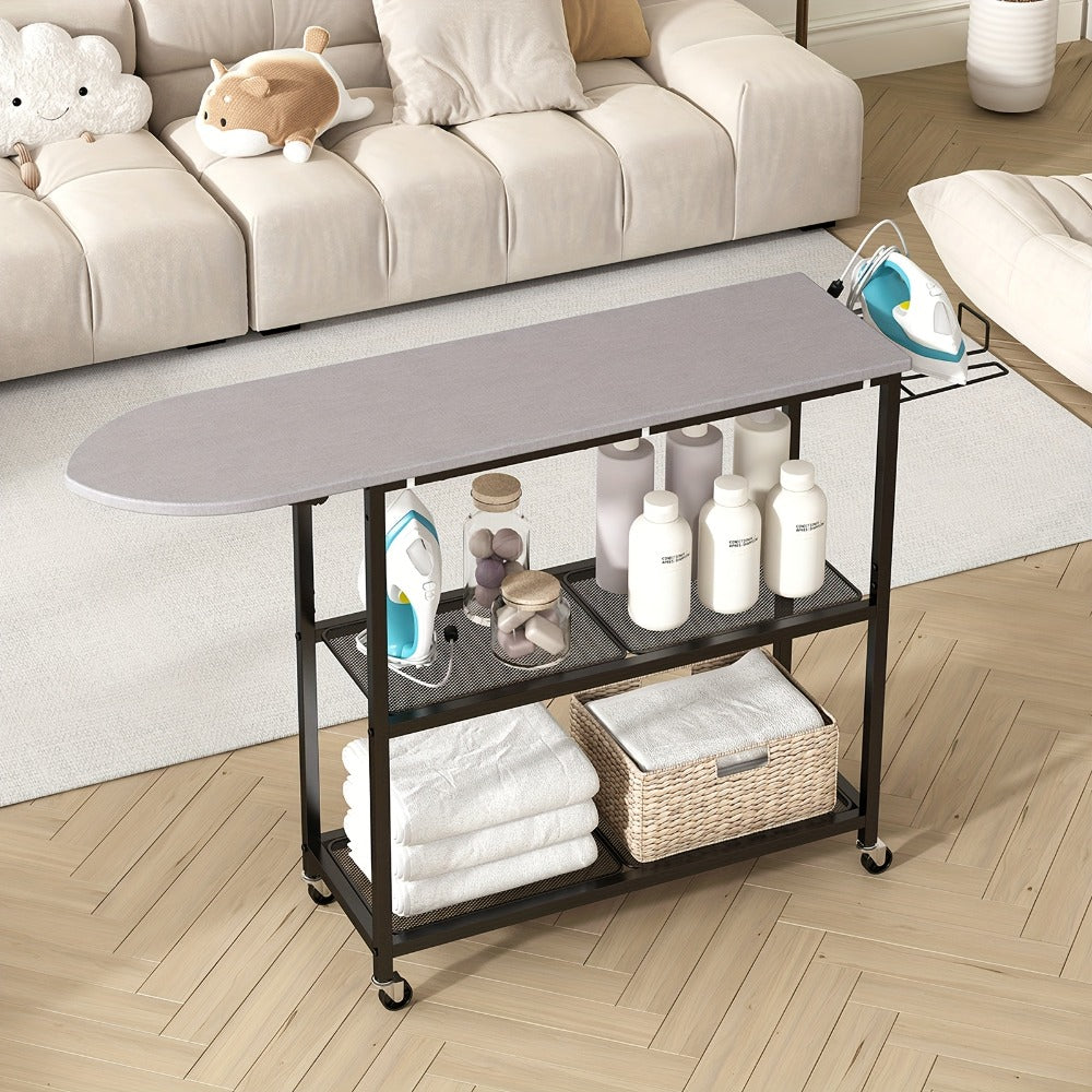 3-Tier Ironing Board Cart with Wheels – Rolling Laundry Station with Multi-Layer Storage Shelves for Living Room, Bedroom & Outdoor Use - product image 4