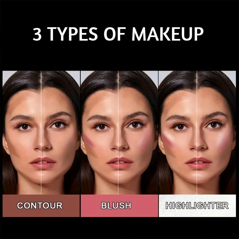 Contour Highlight Blush Stick Set 4-Piece with Professional Brush | Creamy Waterproof Cheek Sculpting Kit | Highlighter + Blush + Bronzer Sticks | Matte & Luminous Finish for All S - product image 2