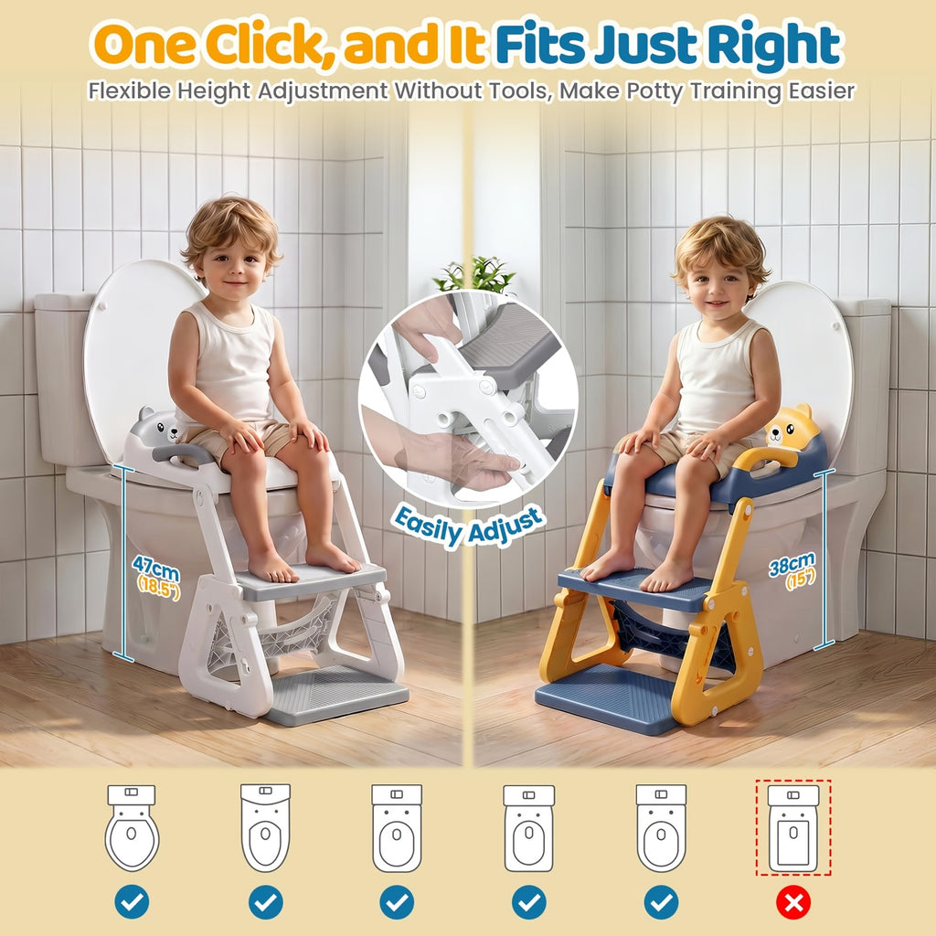 2-in-1 Potty Training Toilet Seat With Step Stool For Toddlers, Adjustable Height Anti-Slip Pad & Splash Guard, Potty Chair Kids Boys Girls, Cheap Supplies - product image 10