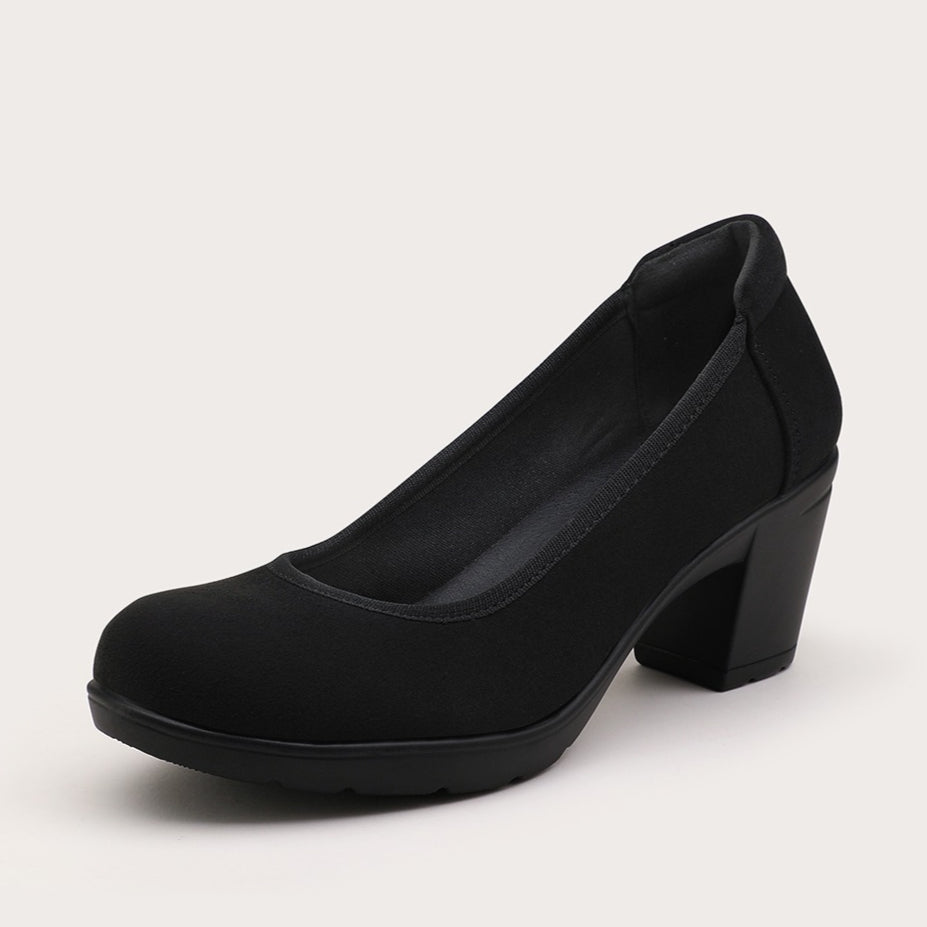 Women's Block Heel Pumps Work Shoes Office Lady Round Toe High Heels Dress Shoes, Women Shoes
