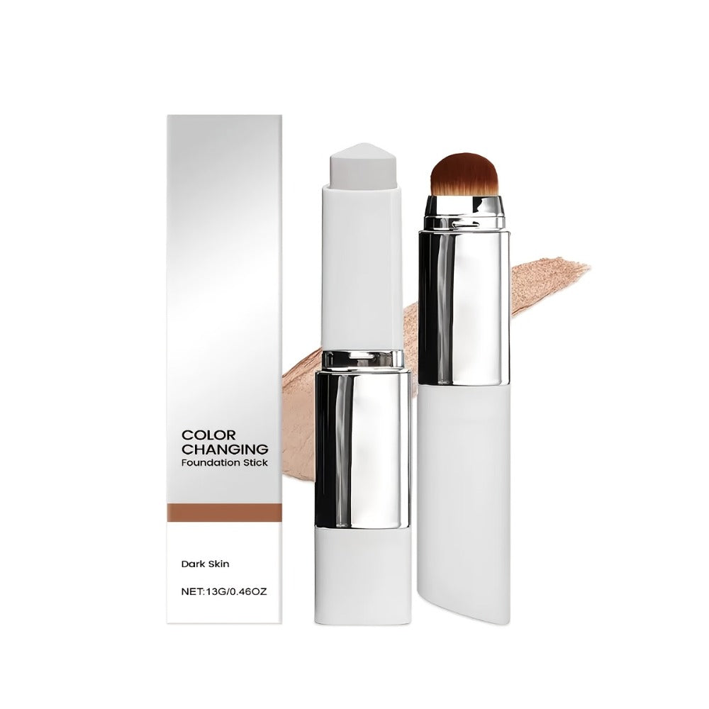 Skin Tone Adapting Color-Changing Foundation Stick 2-Piece with Built-In Brush & Puff — Lightweight Matte Finish Sheer to Buildable Coverage Everyday Makeup for Women Ivory White N - product image 9