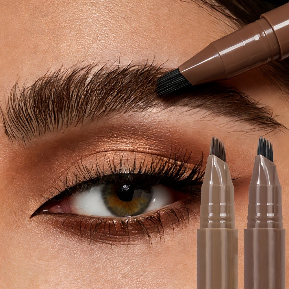 Eyebrow Pencil 2-Pack Multi-Fork Tip Waterproof — 4 Shades Natural Hair Stroke Effect Brow Pen Smudge-Proof Long-Lasting Microblading Look Hairline Filler for Sparse Brows Beginner - product image