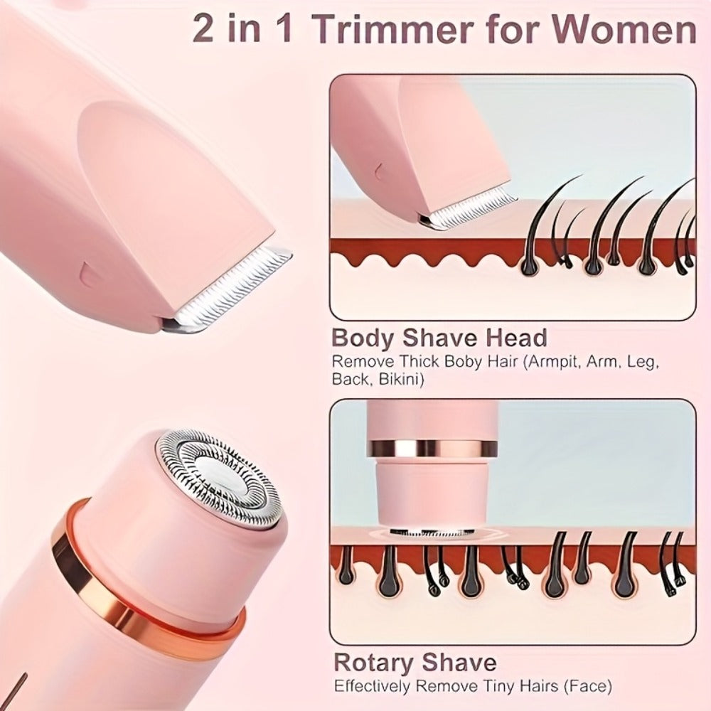 Electric Bikini Razor 2-in-1 Women USB Rechargeable Dry Wet Face Shaver - Painless Hair Removal Bikini Line Underarms Legs Arms Face Portable Cordless Lady Shaver Pink Purple Blue - product image 4
