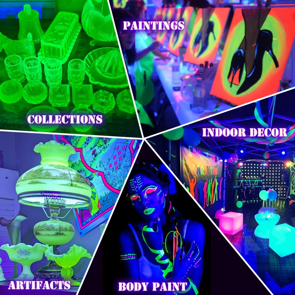 UV Black Light Bars & Strips 8-Piece Set – 385-400nm USB Powered 5V LED Blacklight for Glow Party, Halloween, Neon Party, Body Paint & Fluorescent Art (4x32cm + 4x250cm) - product image 15
