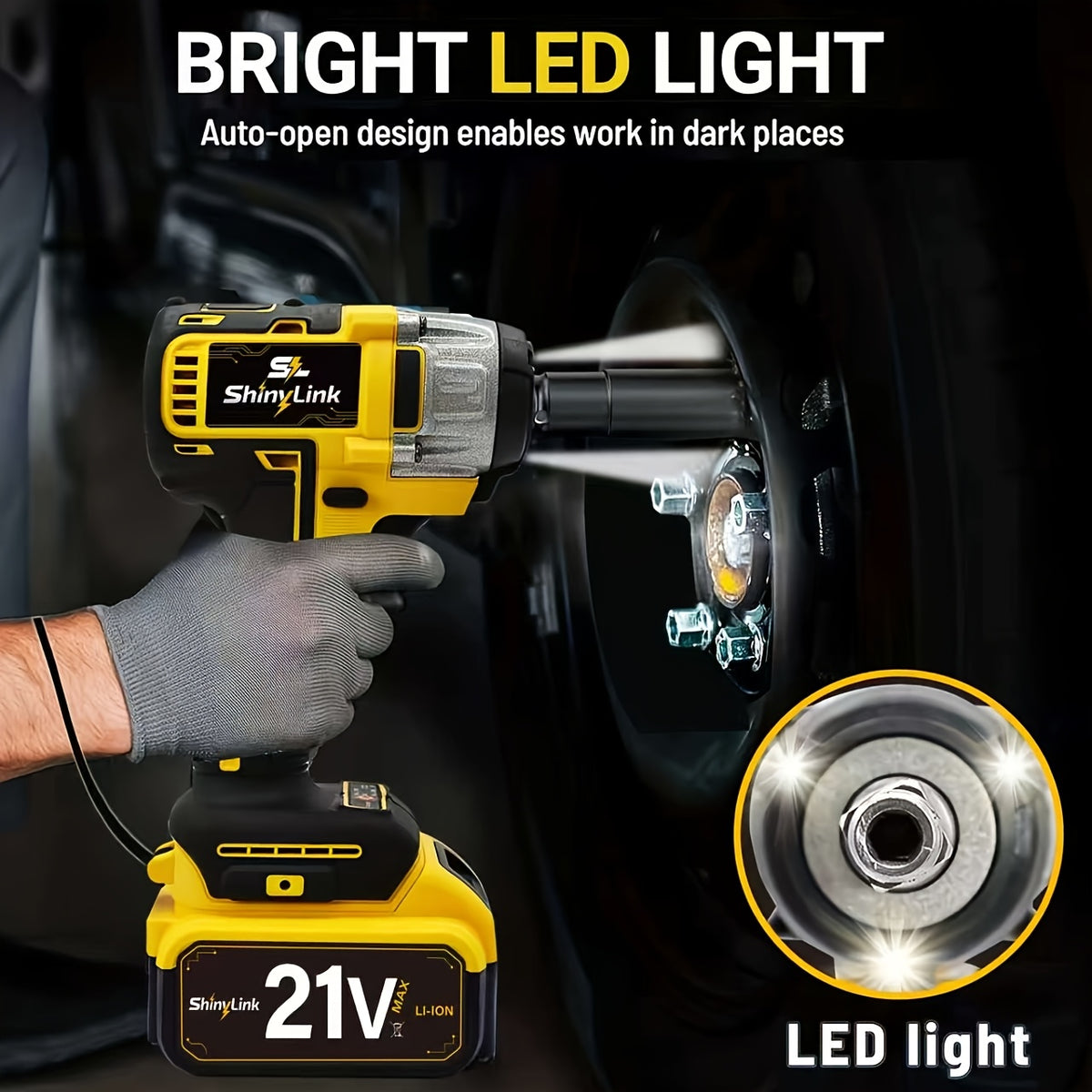 21V Impact Wrench Kit with 3000Mah Lithium-Ion Battery and Heavy Duty Motor - Wireless Drill/Driver Compatible for Car, Truck, Motorcycle, Repair - Ideal Gift - product image 7