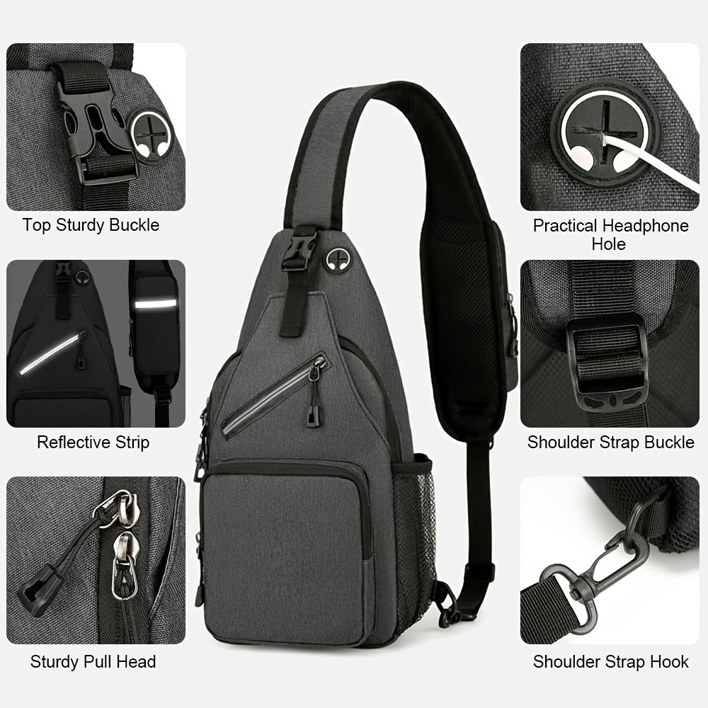 Sling Bag Crossbody Backpack 2 Pack Lightweight Oxford Chest Shoulder Daypack for Men Women Hiking Travel Casual Outdoor Bag Set Light Gray Navy Blue - product image 2