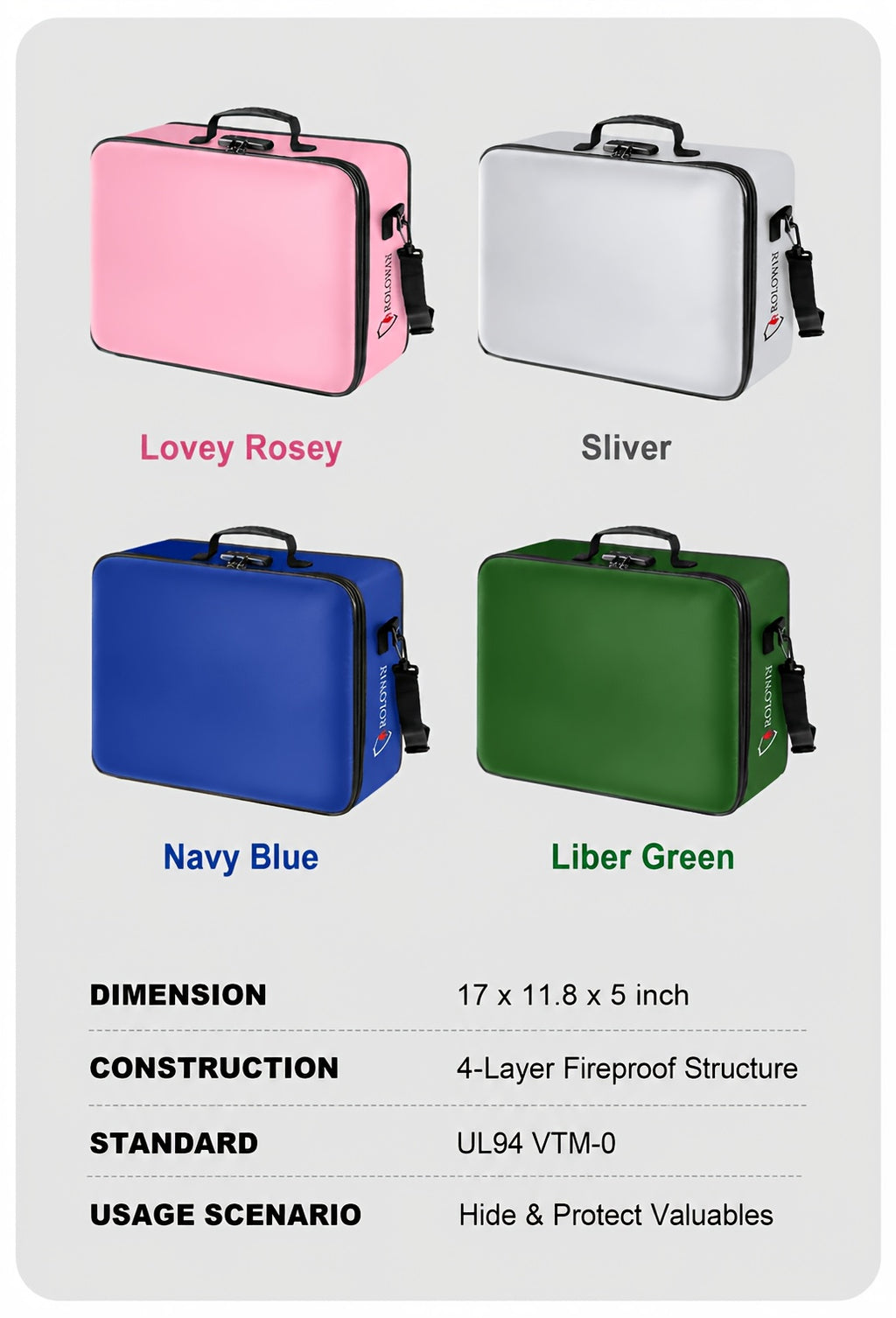 Fireproof Document Bag With Lock - Extra Large 17 X 11.8 X 5 Inch, Important Document Storage Bag With Multi-Layer File Organizers, Portable Safe Storage Bag - product image 21