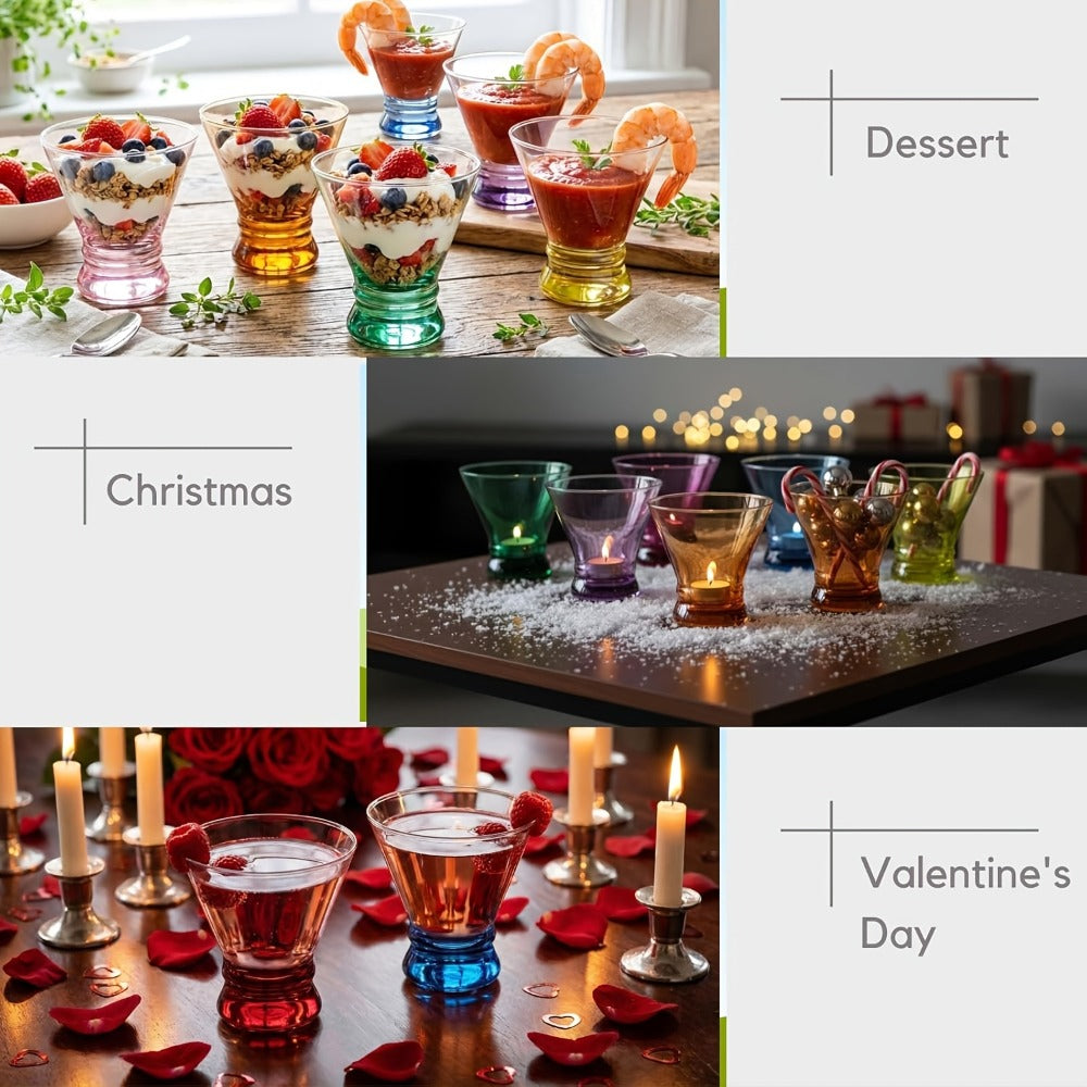 Stemless Martini Glasses Set of 6 – 8oz Colored Cocktail Glasses, Margarita Bar Dessert Glassware with Gradient Color Base, Espresso Martini Manhattan Party Glasses, Gift for Her - product image 10