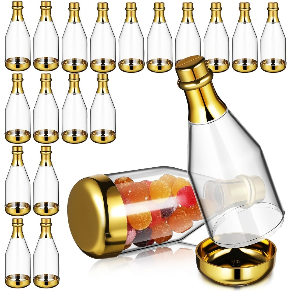 Mini Champagne Bottles Party Favors 36-Piece | DIY Candy Bottles Clear Golden Plastic Containers for Baby Shower Bridal Shower Wedding Birthday Gifts - product image